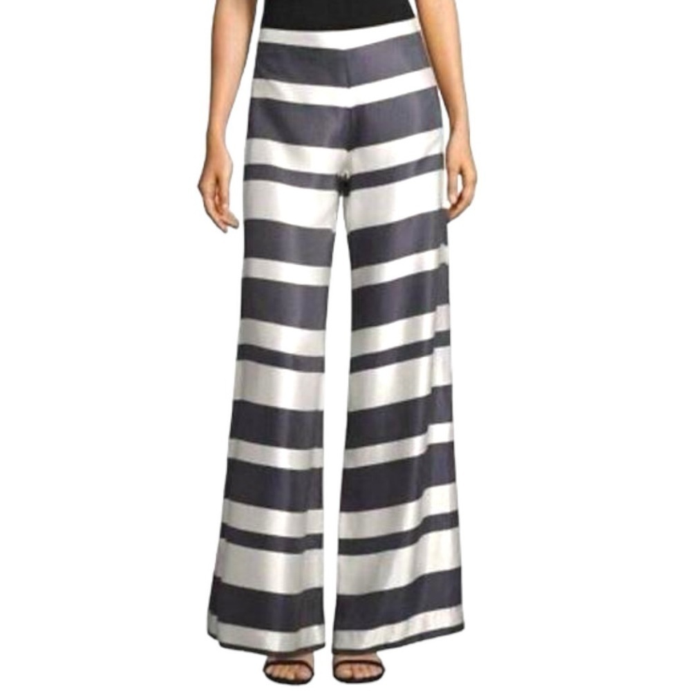 Trina Turk Netti Parasol Wide Leg Wide Stripped Palazzo Pants in Blue and Cream